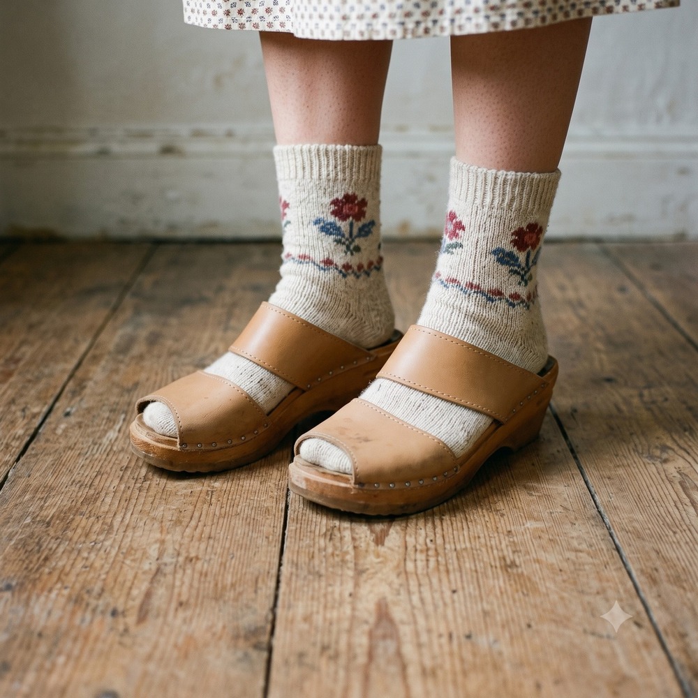 Troentorp Bastad Womens Clogs 36 Tan Leather Studded Wood Clogs Boho Scandi